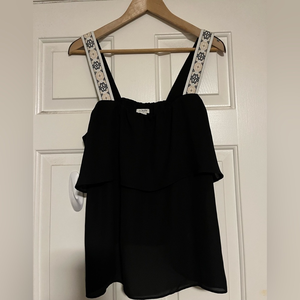 J crew tiered chiffon tank top with embroidered straps Size 10